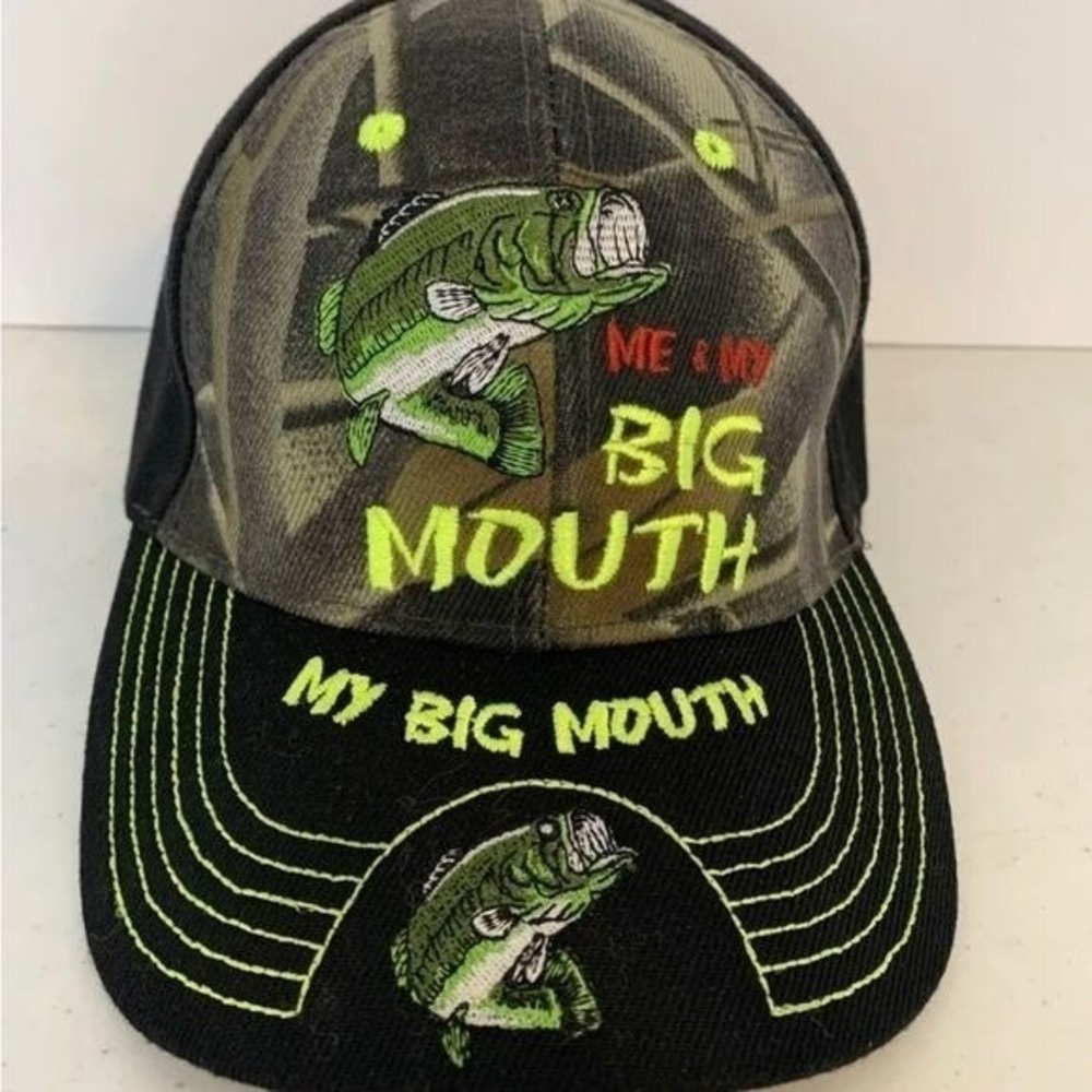 Me &‎ My Big Mouth Bass Fishing Camo Hat NWOT